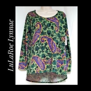 LuLaRoe Lynnae Long Sleeve Tunic Green Purple NWTs